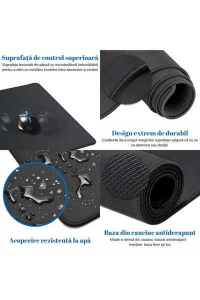 VisionHub Mousepad mare, suprafață moale, bază antiderapantă din cauciuc, impermeabil pentru protecția biroului, 800x300x4mm
