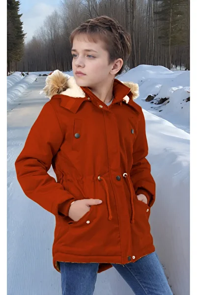 Joui Co Children's Waterproof Canvas Fabric Fur Winter Thick Coat - Durable and Machine Washable