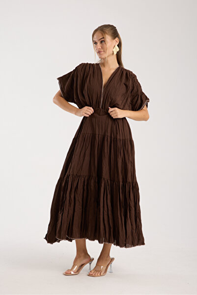 Swass Φόρεμα μάξι με λαιμόκοψη σε V με ρυτίδες