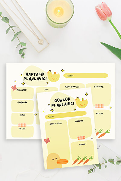 shop Duck Patterned 2-Piece Horizontal A4 & A5 Notepad, Memo Pad, Notepad, Check List, School Notebook, Planner