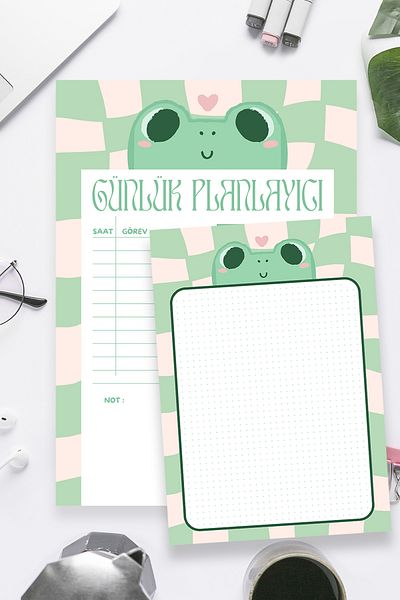 shop Frog Patterned 2-Piece A4 & A5 Notepad, Memo Pad, Note Paper, Notepad, Check List, School Notebook