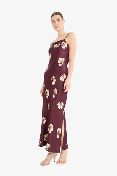 DeFacto Degaje Collar Flower Pattern Satin Strap Midi Dress E6901Ax24Wn