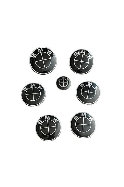 MAF Set Complet 7 Embleme Logo Compatibile BMW capota 82mm, portbagaj 74mm, capace jante 68mm, sigla vol