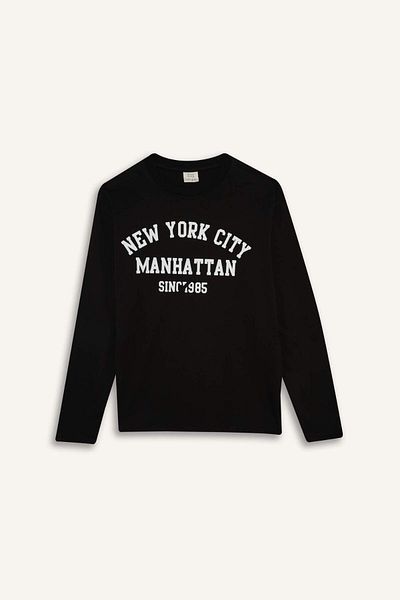 DeFacto Boy's Crew Neck Printed Long Sleeve T-Shirt E9514A825Au