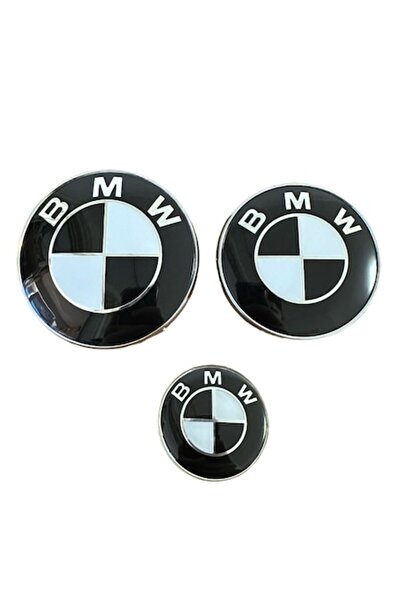 BMW Set trei Embleme BMW, montaj pe capota/portbagaj, 82mm, 74mm si 45mm Alb ...