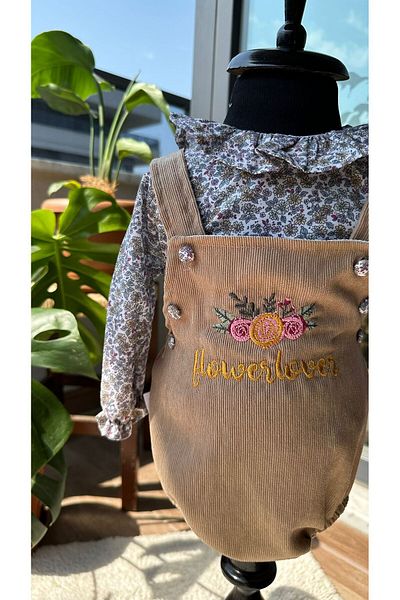 BabyDia Velvet Salopet Shirt Suit