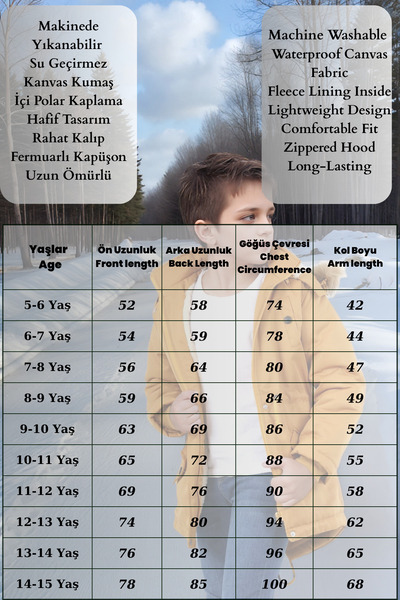 Joui Co Children's Waterproof Canvas Fabric Fur Winter Thick Coat - Durable and Machine Washable