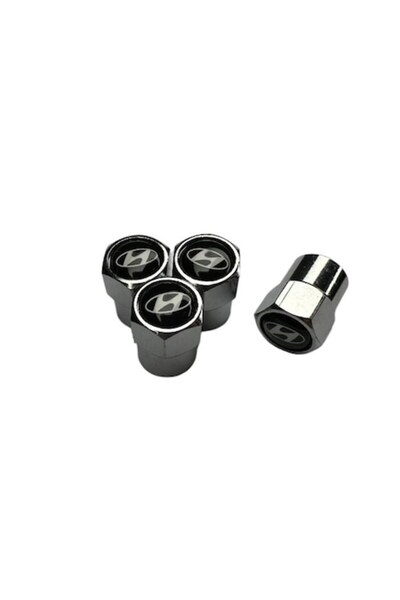 MAF Set 4 capacele pentru ventil auto din aluminiu, Hexagon, Hyundai, Argintiu