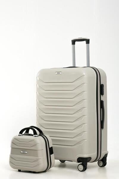 Celonia YEFA PP Polipropilen Kırılmaz Büyük & Makyaj Boy 2'li Valiz Seti