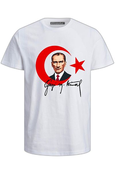 Efendioğlu Design Veteran Mustafa Kemal Signed October 29 Republic Day Printed Cotton Children's T-Shirt