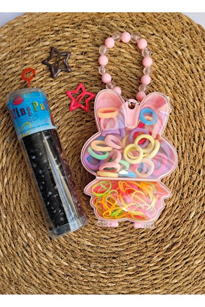 LO ADORO Tavşan Kutulu Çanta Ayıcık Kutulu Toka Yanında Ekstra 100 Adet Saç Lastiği 2.Adet Çıtçıt Yıldız Toka