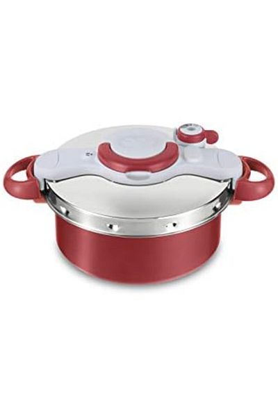 TEFAL ClipsoMinut Duo Pressure Cooker - 5 Liters, Stainless Steel, Red
