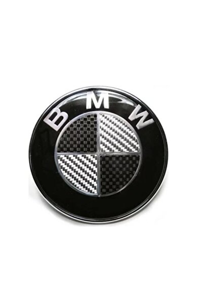 BLACK Emblemă BMW capotă/portbagaj 82mm negru+carbon