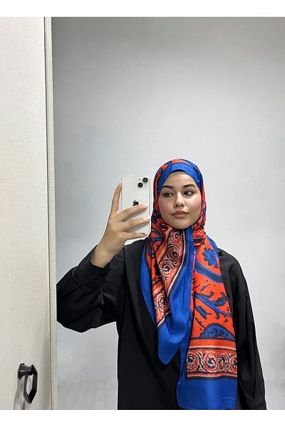 AMİNENESİL Ethnic Pattern Orange Color Soft Cotton Shawl
