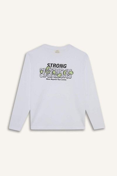 DeFacto Boy's Crew Neck Printed Long Sleeve T-Shirt E9498A825Au