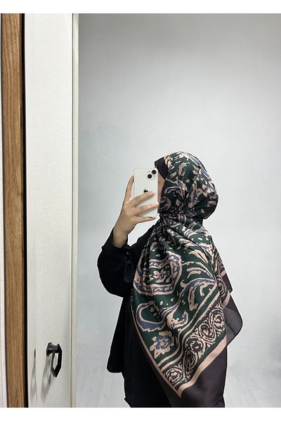 AMİNENESİL Ethnic Pattern Emerald Color Soft Cotton Shawl