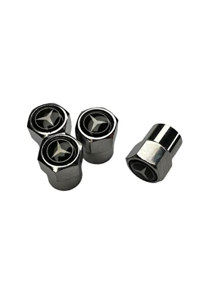 MAF Set 4 capace de supapă din aluminiu, hexagonale, Mercedes, argintii
