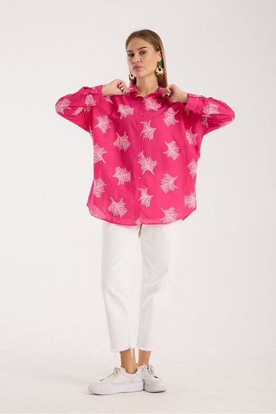 Reji Patterned Printed Voile Loose Oversize Shirt