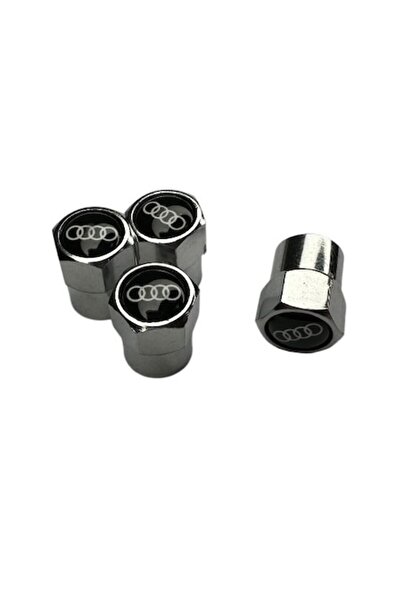 MAF Set 4 capacele pentru ventil auto din aluminiu, Hexagon, Audi, Argintiu