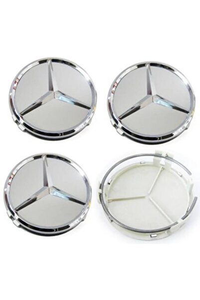MERCEDES Σετ 4 καπάκια τροχών 75 mm Benz μοντέλο STAR grey για ζάντες κράματος