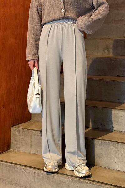 lamelif Çıma Detaylı Pantolon Gri