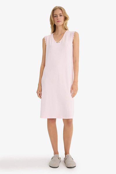 DeFacto Regular Fit V Neck Sleeveless Nightgown-Fall in Love F7001Ax25Au