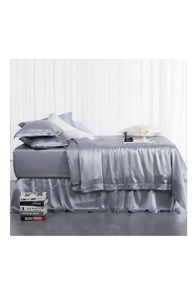 WaltStore Luxury Satin Bed Linen, Melegim® | Platinum, King Size, 4 Pieces