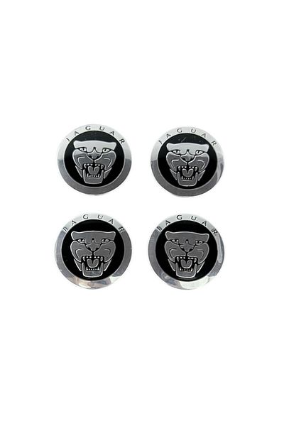 MAF Set 4 embleme stickere Jaguar, Maf, aluminiu, 56mm, Argintiu/Negru