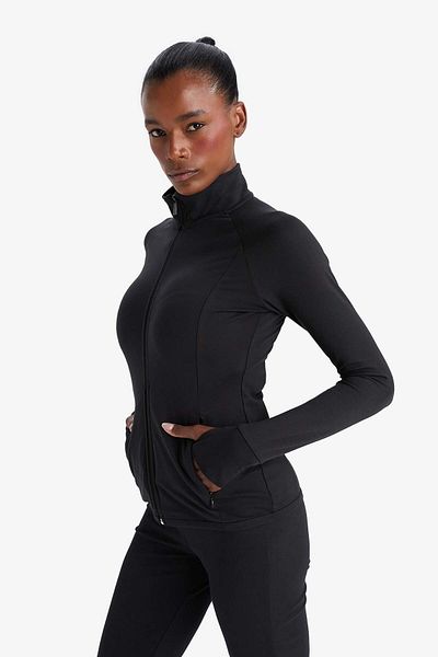 DeFacto Defactofit Fitted Stand Collar Double Pocket Zipper Sports Cardigan B3985Ax25Au
