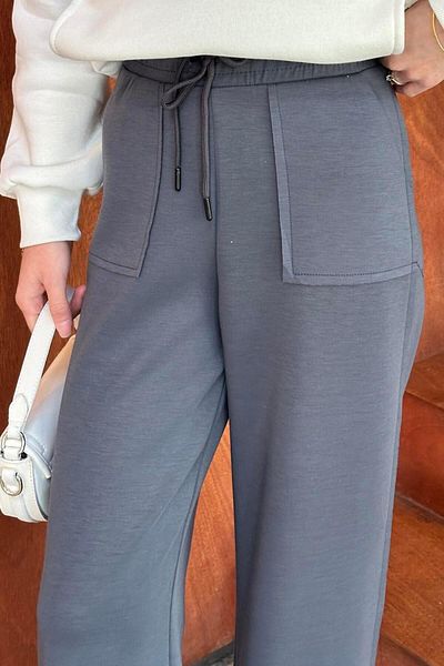 lamelif Wide leg sweatpants anthracite