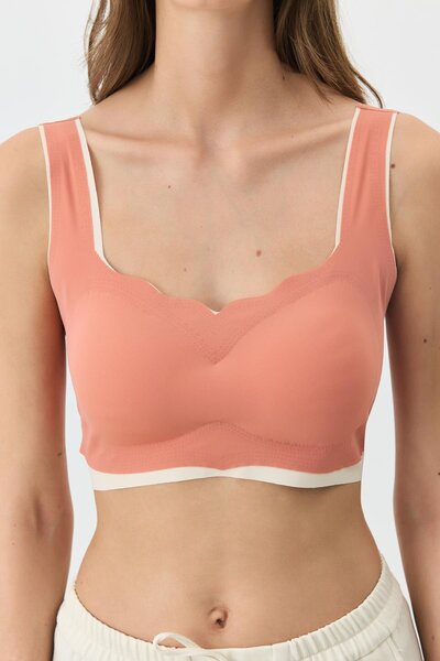 C&City Seamless Laser Cut Bra Without Underwire with Removable Pads 1018 Coral