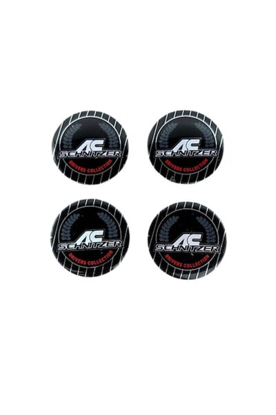 MAF Set 4 embleme stickere abtibild AC Schnitzer din tabla (aluminiu) autoadezive 56mm pentru capace rot