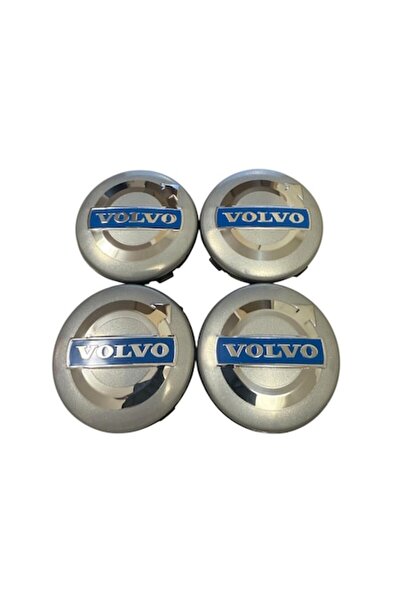 Volvo Set 4 capace roți 64mm, Volvo, GRI/ARGENTIU/ALBASTRU pentru jante din aliaj