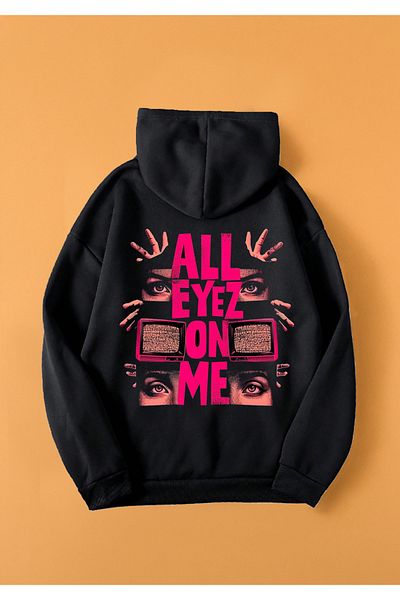 EVIus Oversize All Eyes on Me Printed Hooded Sweatshirt