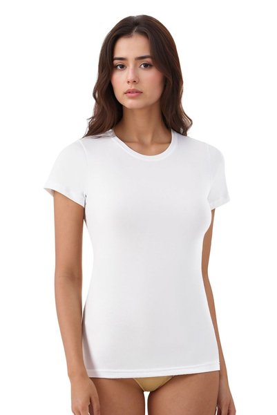 QKK Kadın Modal Pamuklu Likralı Yarım Kol 2'li Atlet T-shirt Q6K6K1T5KA