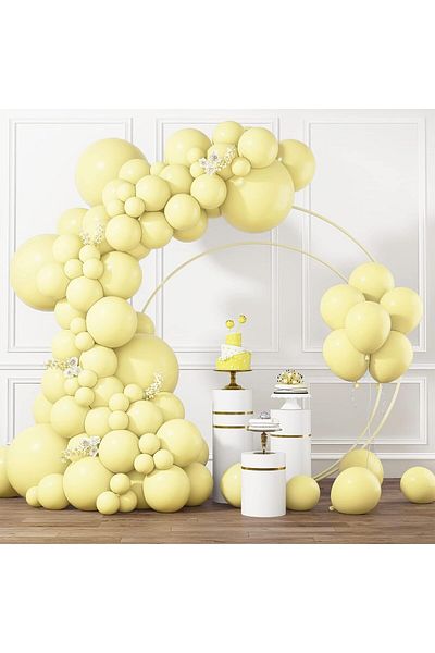 Contento De Semrik Robvok Pastel Yellow Balloons in Various Sizes, 105 Pieces 5/10/12/18 Inches For Arch Garland