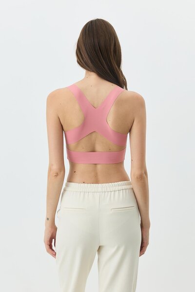 C&City Безбанечний безшовний бюстгальтер з лазерним вирізом та знімними вкладишами 1015 Кораловий