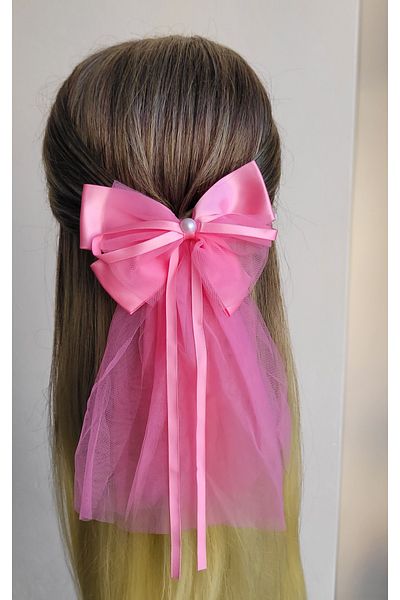 LO ADORO Bowknot Buckle with Extra Tulle Tail Bachelorette Engagement Wedding Henna Barrette