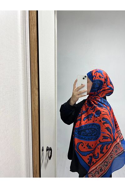 AMİNENESİL Ethnic Pattern Orange Color Soft Cotton Shawl