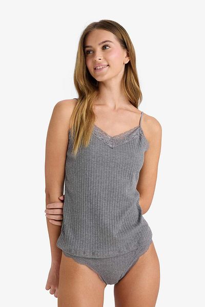 DeFacto Lace Detailed Rib Tank-Fall in Love F3533Ax25Wn