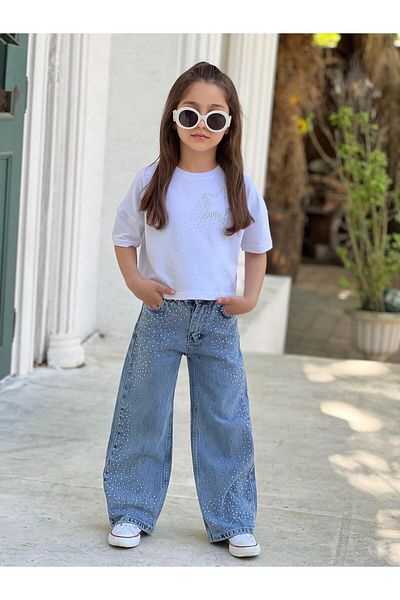DUDOR KİDS Girl's Stone Jeans (Jeans-Denim)