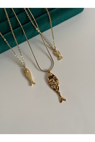 MİOSA Şans Temalı Balık Üçlü Çelik Kolye Seti