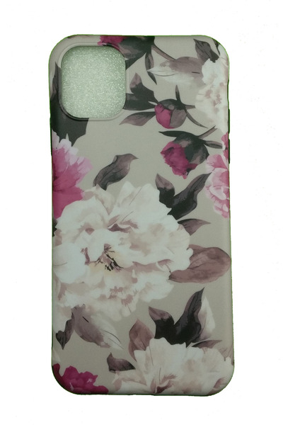 OEM Carcasă compatibilă cu iPhone 11 Pro Max 6.5, silicon moale, flori, gri