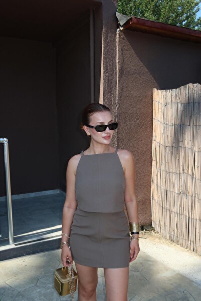 BAŞARAN Laluna Khaki Skirt Suit