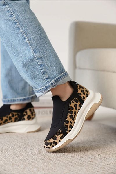 Zerenyus Kendy Premium Leopard Stretch Detailed Women's Sneaker