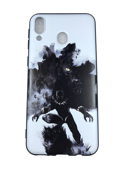 OEM Θήκη συμβατή με Samsung Galaxy M20, Θήκη από ανάγλυφο σιλικόνη, Black Pan...