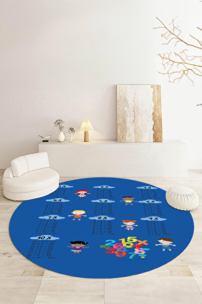 Viyana Home Dijital Kaymaz Çarpım Tablosu Desenli Eğlenceli Yıkanabilir Yuvar...