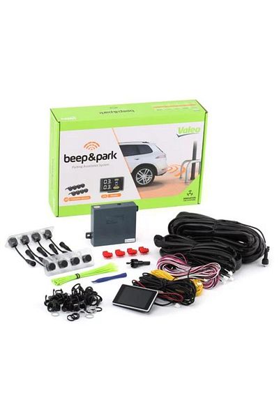 VALEO Parking sensor kit 632202 with 8 sensors, 12V, for front/rear mounting, LCD screen, compass