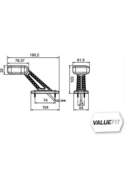 Hella Lampa de gabarit oblică 2XS 357 006-021, LED, 30V, 12/24V, unghi de 45 de grade, sticlă tran