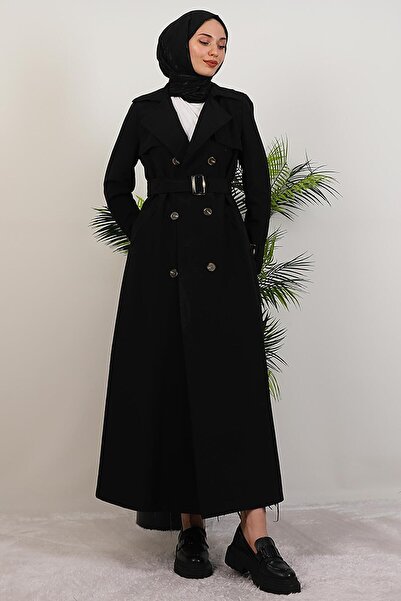 GİYZAMİLA Çilay Trench Coat Μαύρο